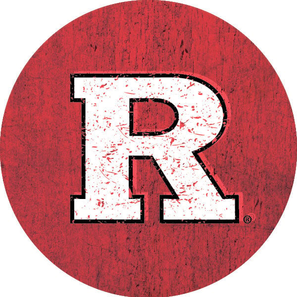 Rutgers Scarlet Knights Distressed Wood Grain Design 4-Inch Round Shape NCAA High-Definition Magnet - Versatile Metallic Image 1