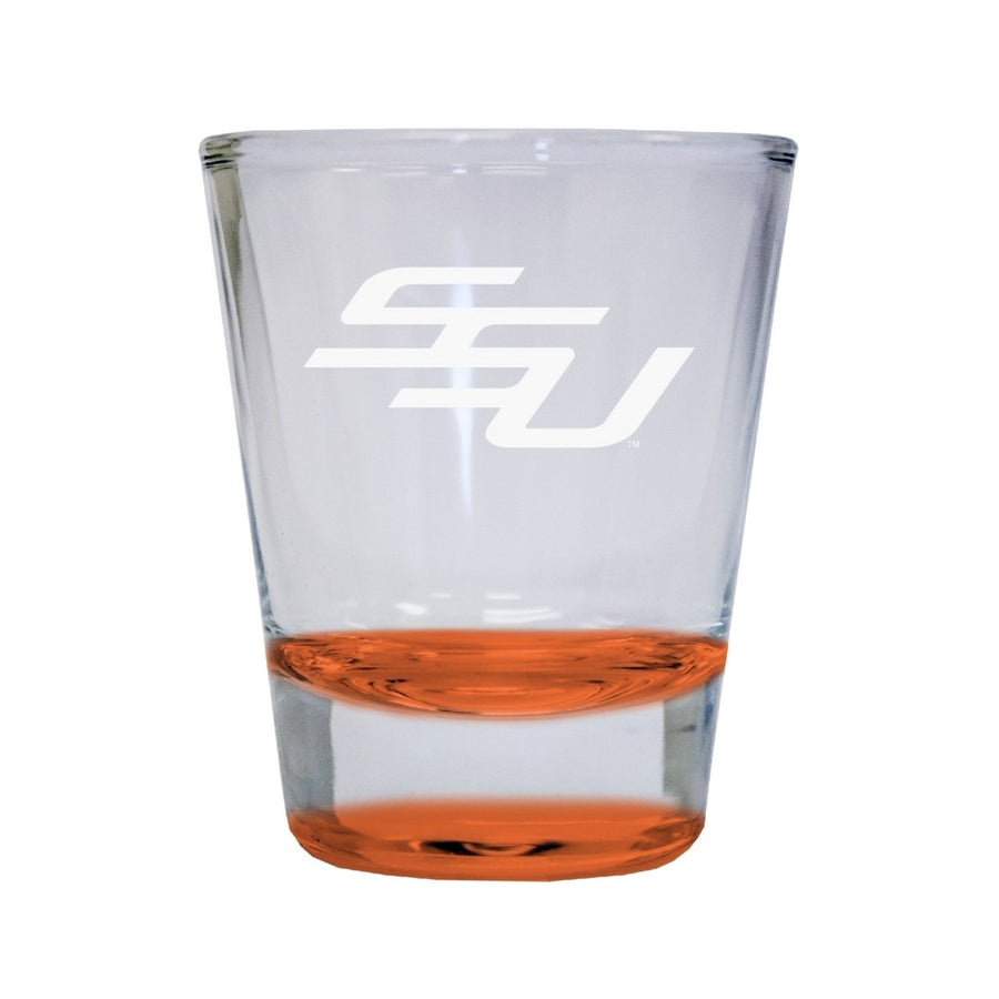 NCAA Savannah State University Collectors 2oz Laser-Engraved Spirit Shot Glass Orange Image 1