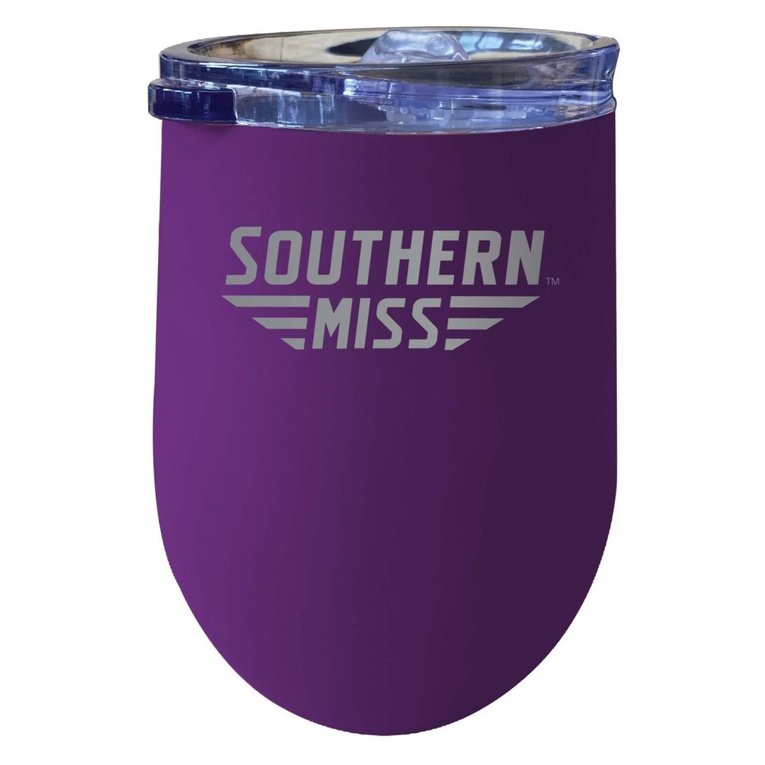 Southern Mississippi Golden Eagles 12 oz Etched Insulated Wine Stainless Steel Tumbler Purple Image 1