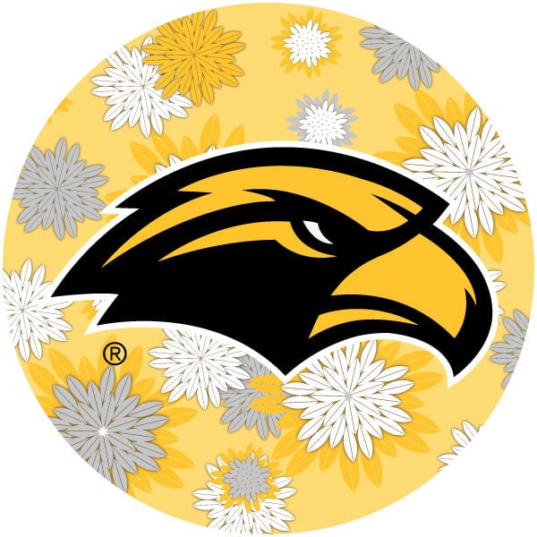 Southern Mississippi Golden Eagles Floral Design 4-Inch Round Shape NCAA High-Definition Magnet - Versatile Metallic Image 1