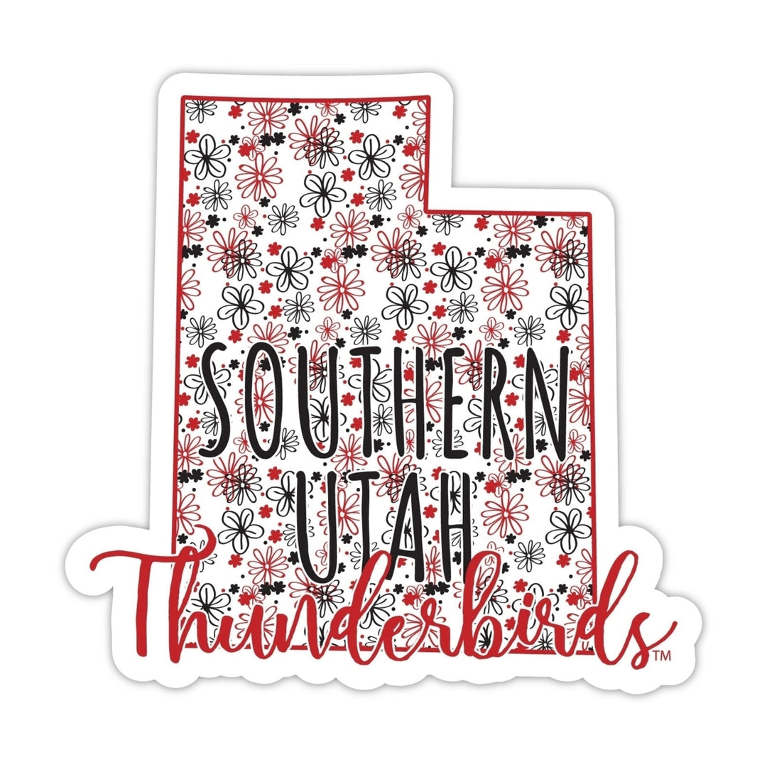 Southern Utah University 2-Inch on one of its sides Floral Design NCAA Floral Love Vinyl Sticker - Blossoming School Image 1