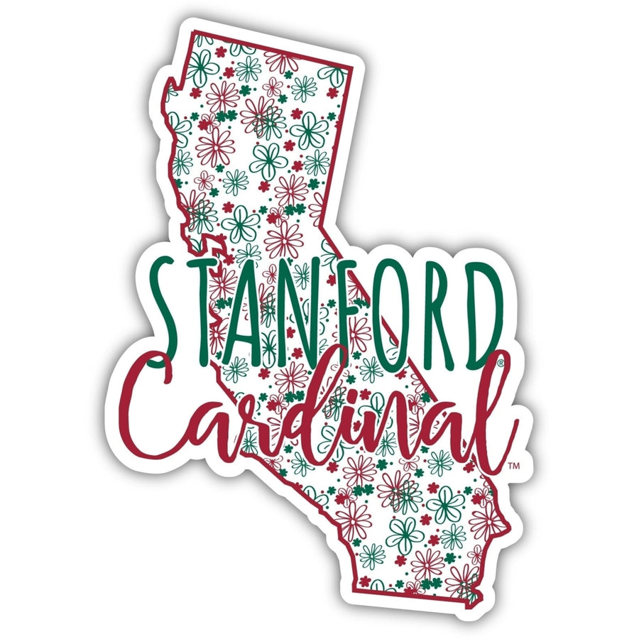 Stanford University 2-Inch on one of its sides Floral Design NCAA Floral Love Vinyl Sticker - Blossoming School Spirit Image 1