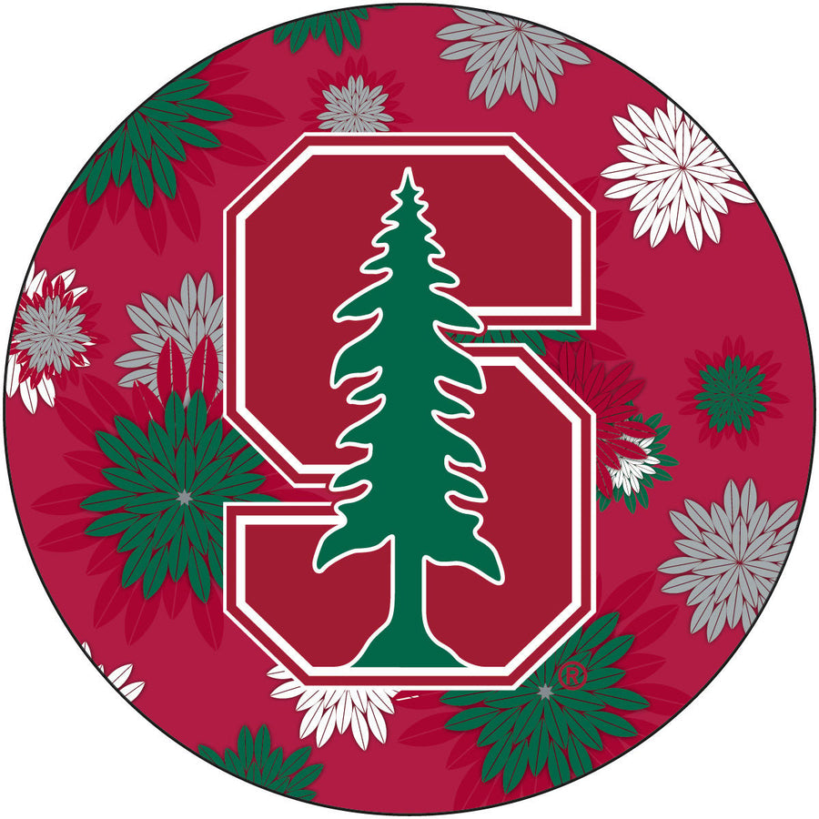 Stanford University Floral Design 4-Inch Round Shape NCAA High-Definition Magnet - Versatile Metallic Surface Adornment Image 1