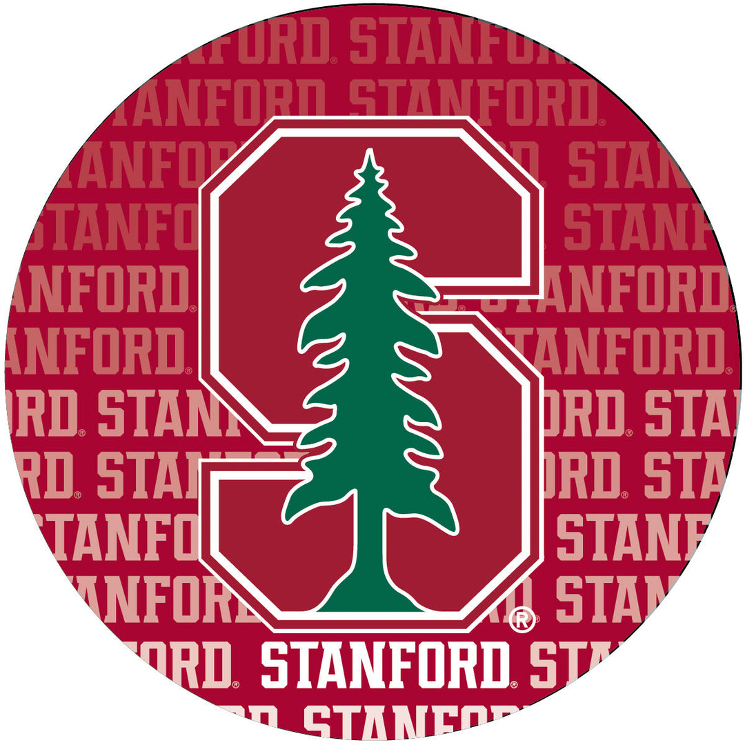 Stanford University Round Word Design 4-Inch Round Shape NCAA High-Definition Magnet - Versatile Metallic Surface Image 1