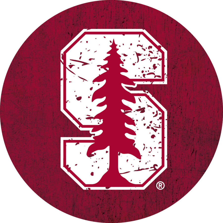 Stanford University Distressed Wood Grain Design 4-Inch Round Shape NCAA High-Definition Magnet - Versatile Metallic Image 1