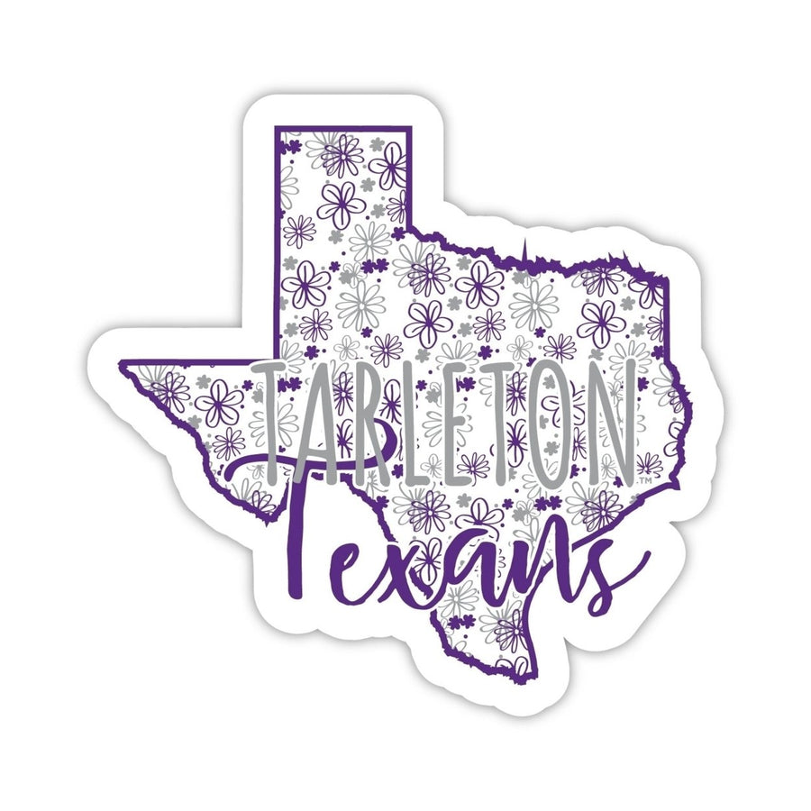 Tarleton State University 2-Inch on one of its sides Floral Design NCAA Floral Love Vinyl Sticker - Blossoming School Image 1