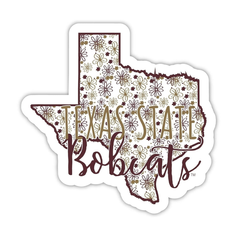 Texas State Bobcats 2-Inch on one of its sides Floral Design NCAA Floral Love Vinyl Sticker - Blossoming School Spirit Image 1