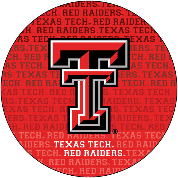 Texas Tech Red Raiders Round Word Design 4-Inch Round Shape NCAA High-Definition Magnet - Versatile Metallic Surface Image 1