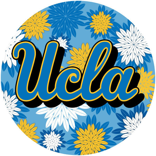 UCLA Bruins Floral Design 4-Inch Round Shape NCAA High-Definition Magnet - Versatile Metallic Surface Adornment Image 1