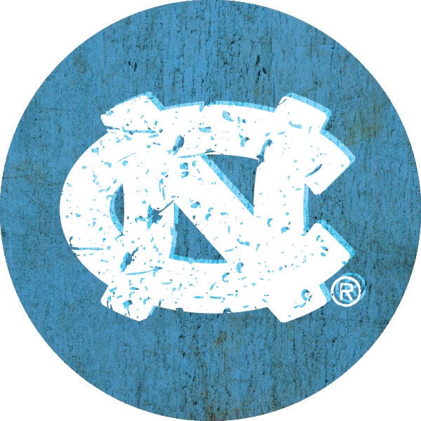 UNC Tar Heels Distressed Wood Grain Design 4-Inch Round Shape NCAA High-Definition Magnet - Versatile Metallic Surface Image 1