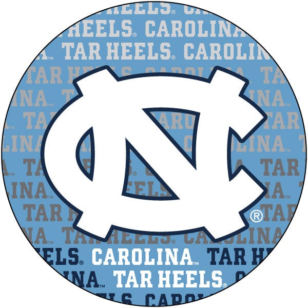 UNC Tar Heels Round Word Design 4-Inch Round Shape NCAA High-Definition Magnet - Versatile Metallic Surface Adornment Image 1