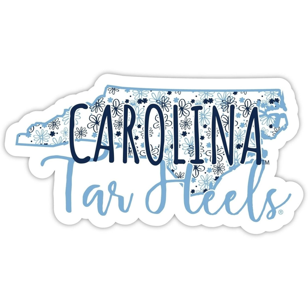 UNC Tar Heels 2-Inch on one of its sides Floral Design NCAA Floral Love Vinyl Sticker - Blossoming School Spirit Decal Image 1