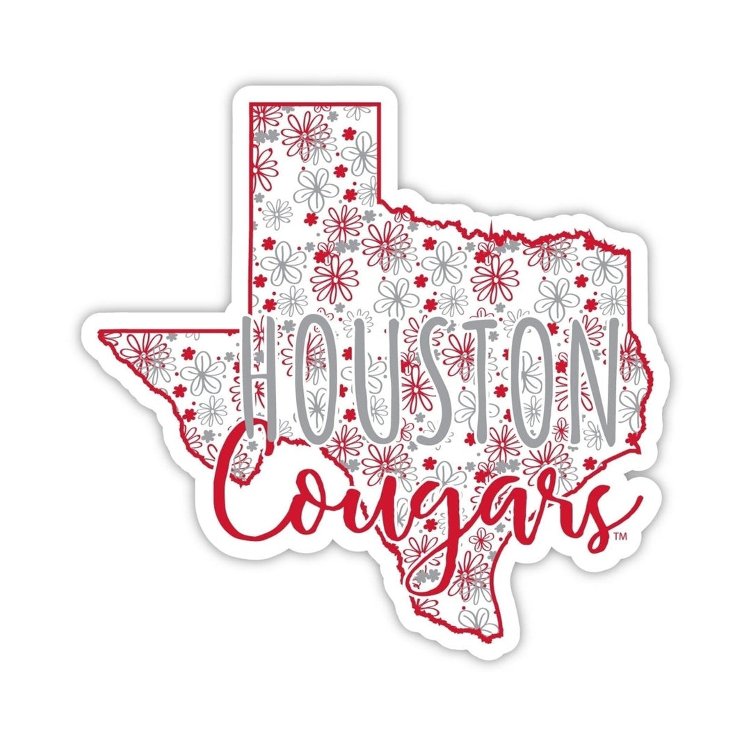 University of Houston 2-Inch on one of its sides Floral Design NCAA Floral Love Vinyl Sticker - Blossoming School Spirit Image 1