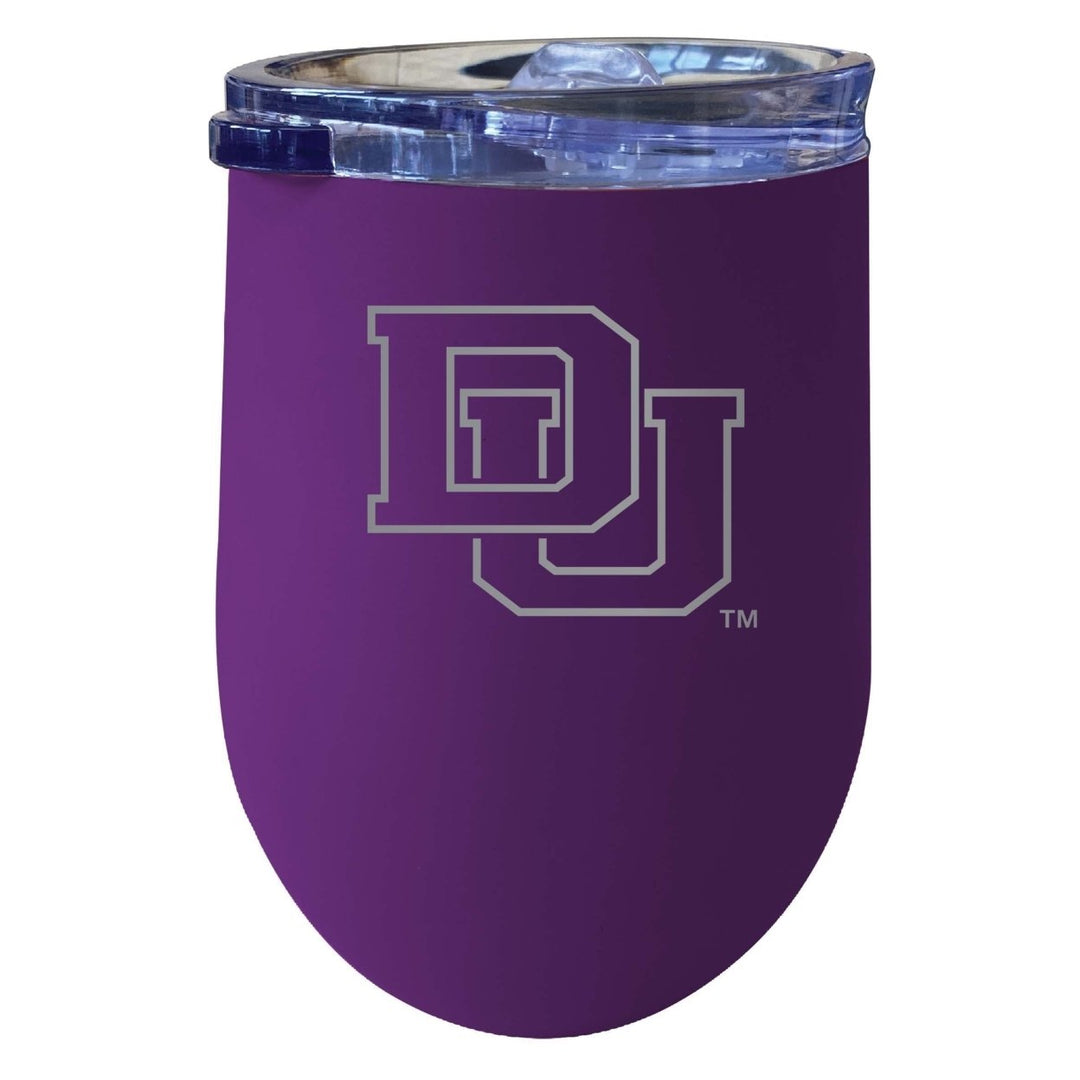 University of Denver Pioneers 12 oz Etched Insulated Wine Stainless Steel Tumbler Purple Image 1