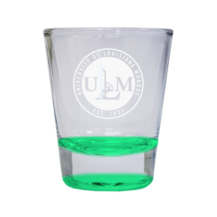 NCAA University of Louisiana Monroe Collectors 2oz Laser-Engraved Spirit Shot Glass Green Image 1