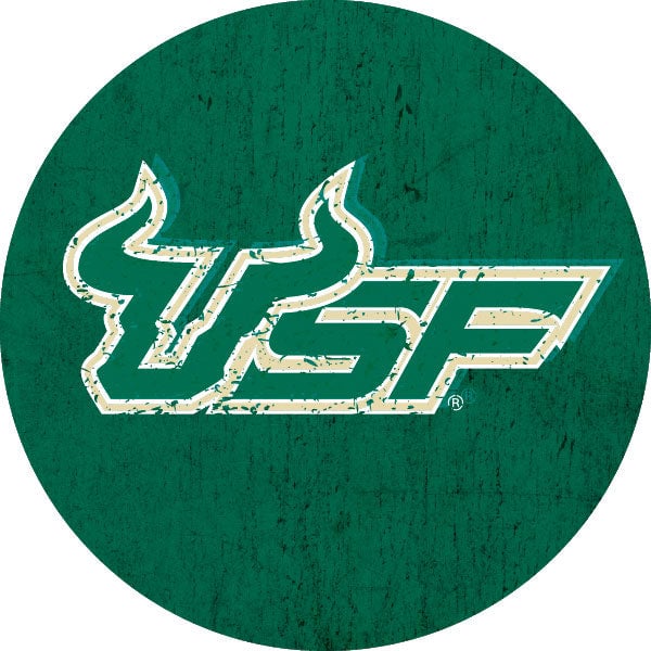 South Florida Bulls Distressed Wood Grain Design 4-Inch Round Shape NCAA High-Definition Magnet - Versatile Metallic Image 1