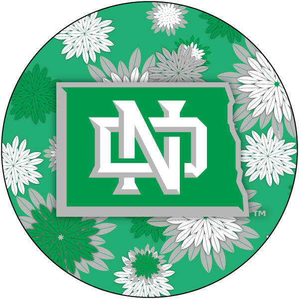 University of North Dakota 4 Inch Round Floral Magnet Image 1