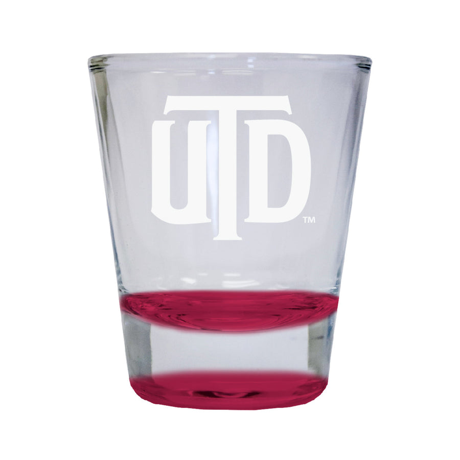 University of Texas at Dallas Etched Round Shot Glass 2 oz Red Image 1