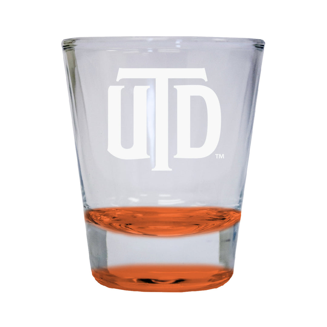 University of Texas at Dallas Etched Round Shot Glass 2 oz Orange Image 1