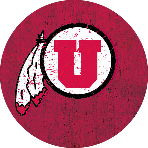 Utah Utes Distressed Wood Grain Design 4-Inch Round Shape NCAA High-Definition Magnet - Versatile Metallic Surface Image 1