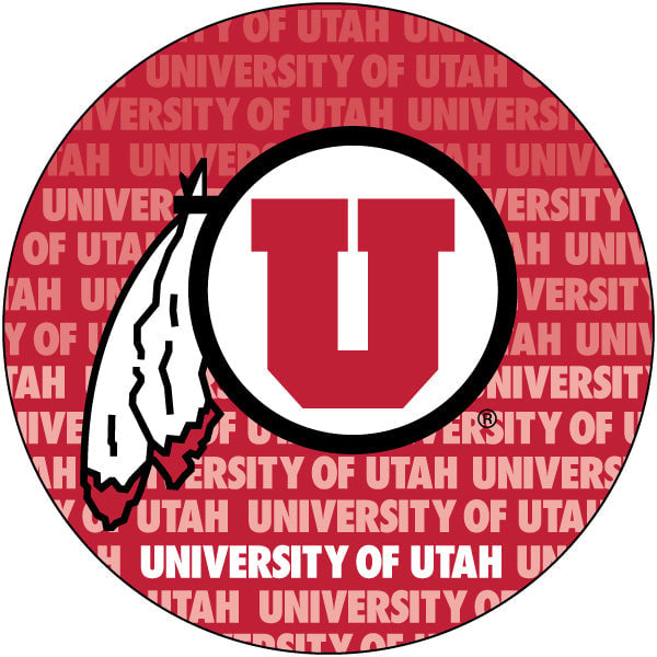 Utah Utes Round Word Design 4-Inch Round Shape NCAA High-Definition Magnet - Versatile Metallic Surface Adornment Image 1