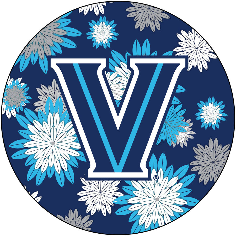 Villanova Wildcats Floral Design 4-Inch Round Shape NCAA High-Definition Magnet - Versatile Metallic Surface Adornment Image 1