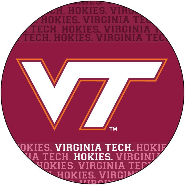 Virginia Tech Hokies Round Word Design 4-Inch Round Shape NCAA High-Definition Magnet - Versatile Metallic Surface Image 1