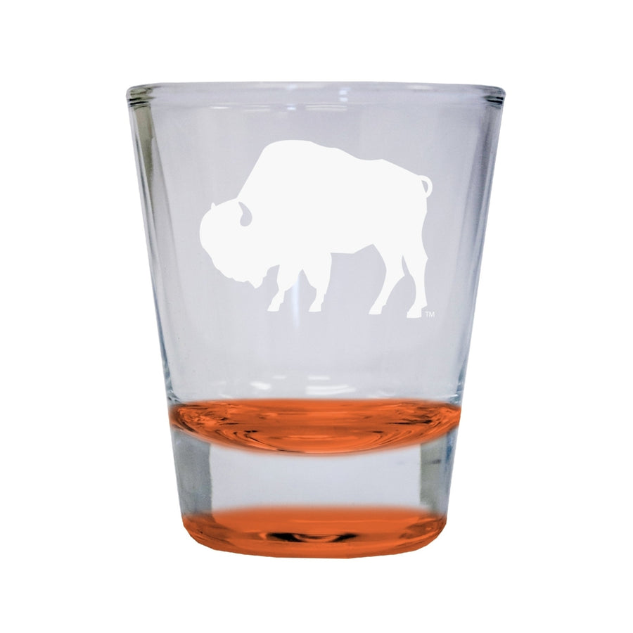 West Texas A&M Buffaloes Etched Round Shot Glass 2 oz Orange Image 1