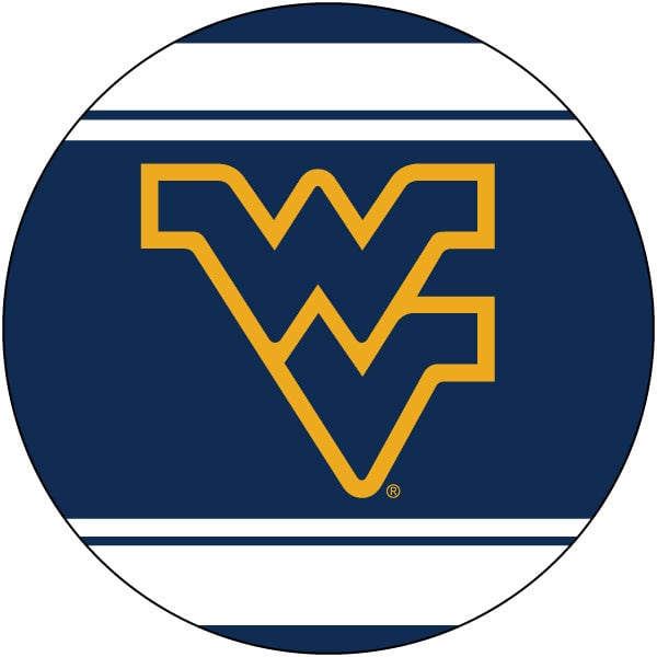 West Virginia Mountaineers Stripe Design 4-Inch Round Shape NCAA High-Definition Magnet - Versatile Metallic Surface Image 1