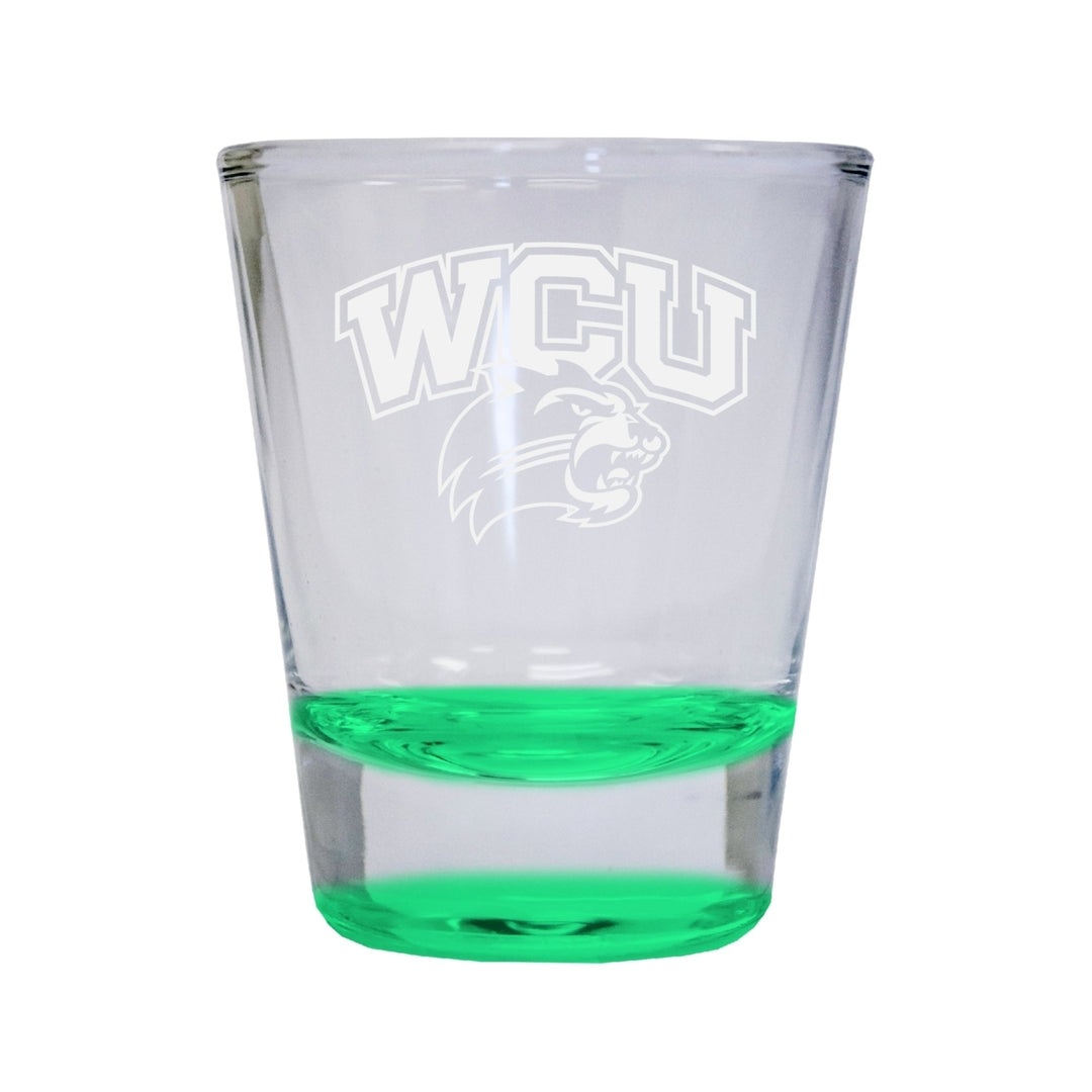 NCAA Western Carolina University Collectors 2oz Laser-Engraved Spirit Shot Glass Green Image 1