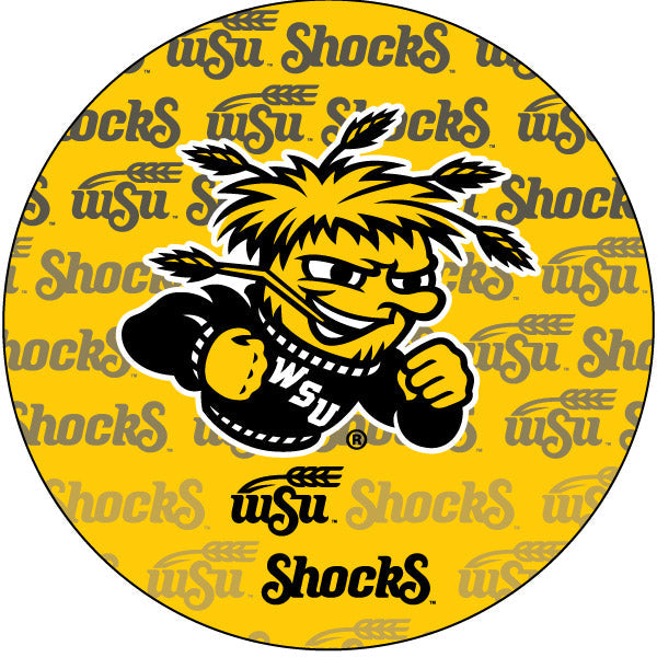 Wichita State Shockers Round Word Design 4-Inch Round Shape NCAA High-Definition Magnet - Versatile Metallic Surface Image 1