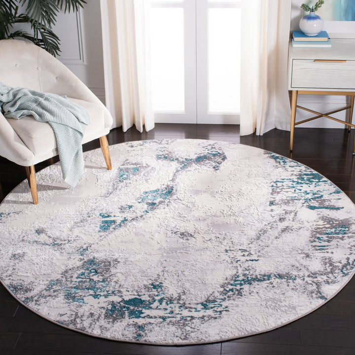 SAFAVIEH Amelia Collection ALA232H Grey / Turquoise Rug Image 2