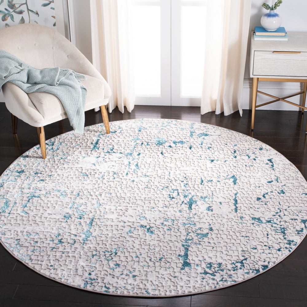 SAFAVIEH Amelia Collection ALA254H Grey / Turquoise Rug Image 2