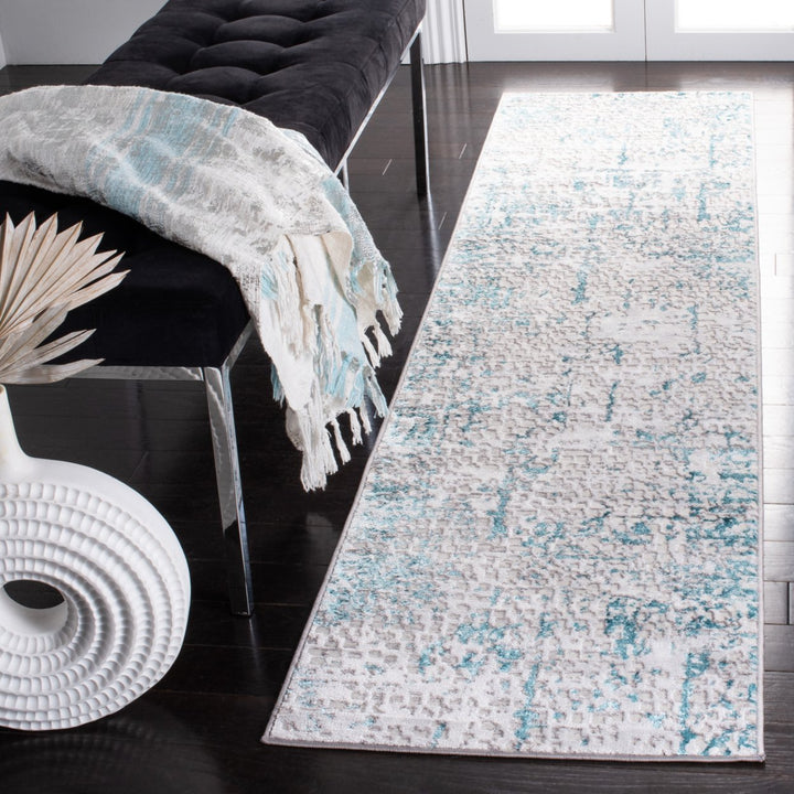 SAFAVIEH Amelia Collection ALA254H Grey / Turquoise Rug Image 3