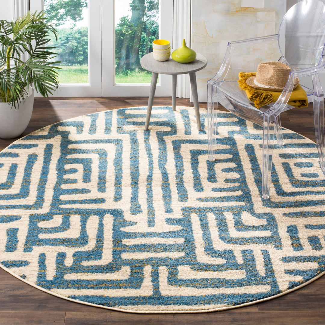 SAFAVIEH Amsterdam AMS106C Ivory / Light Blue Rug Image 2