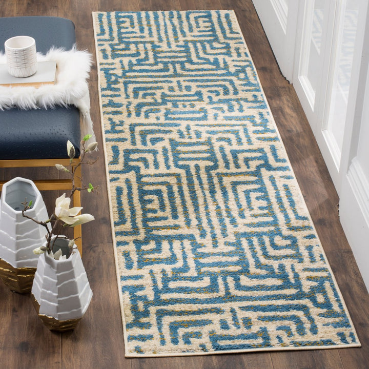 SAFAVIEH Amsterdam AMS106C Ivory / Light Blue Rug Image 3