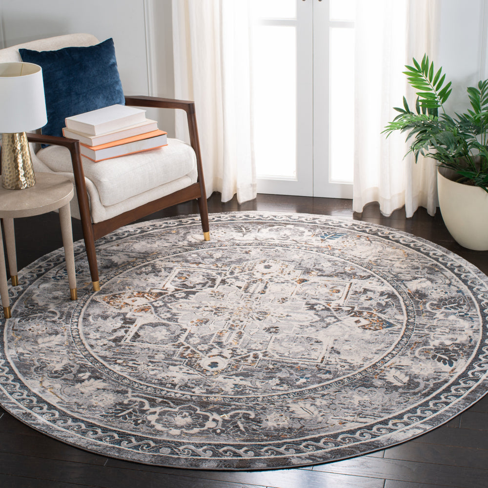 SAFAVIEH Alhambra Collection ALH610F Grey / Cream Rug Image 2