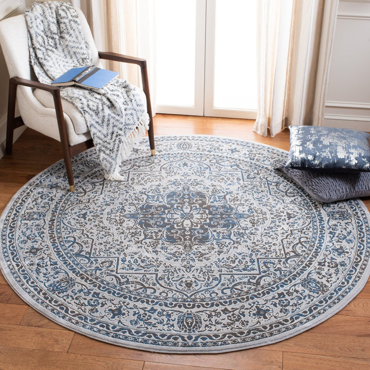 SAFAVIEH Alhambra ALH628F Light Grey / Navy Rug Image 2