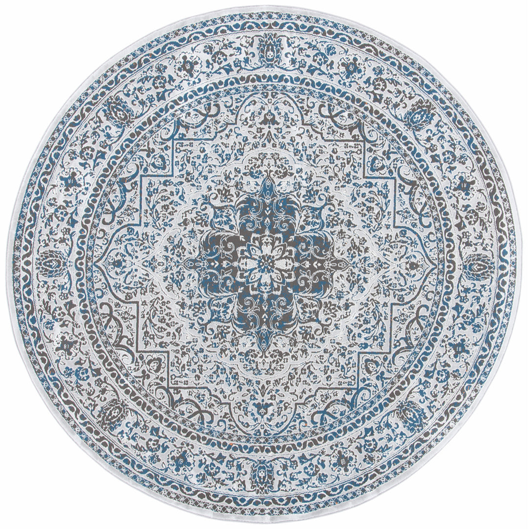 SAFAVIEH Alhambra ALH628F Light Grey / Navy Rug Image 4