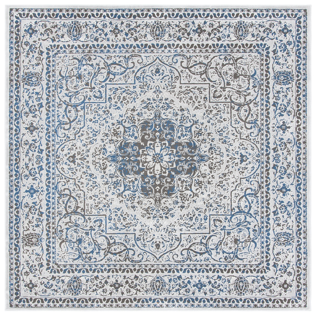 SAFAVIEH Alhambra ALH628F Light Grey / Navy Rug Image 6