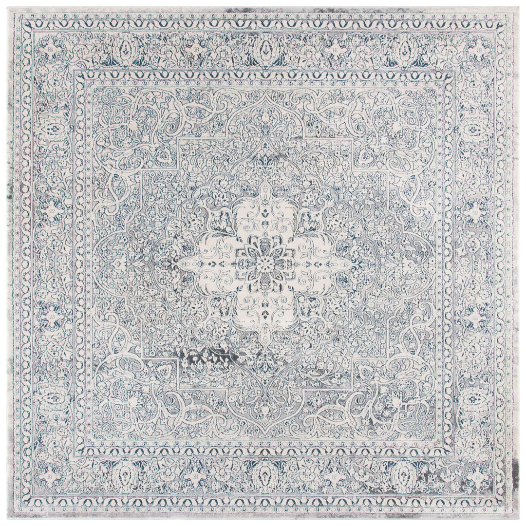 SAFAVIEH Alhambra Collection ALH628M Cream / Blue Rug Image 6