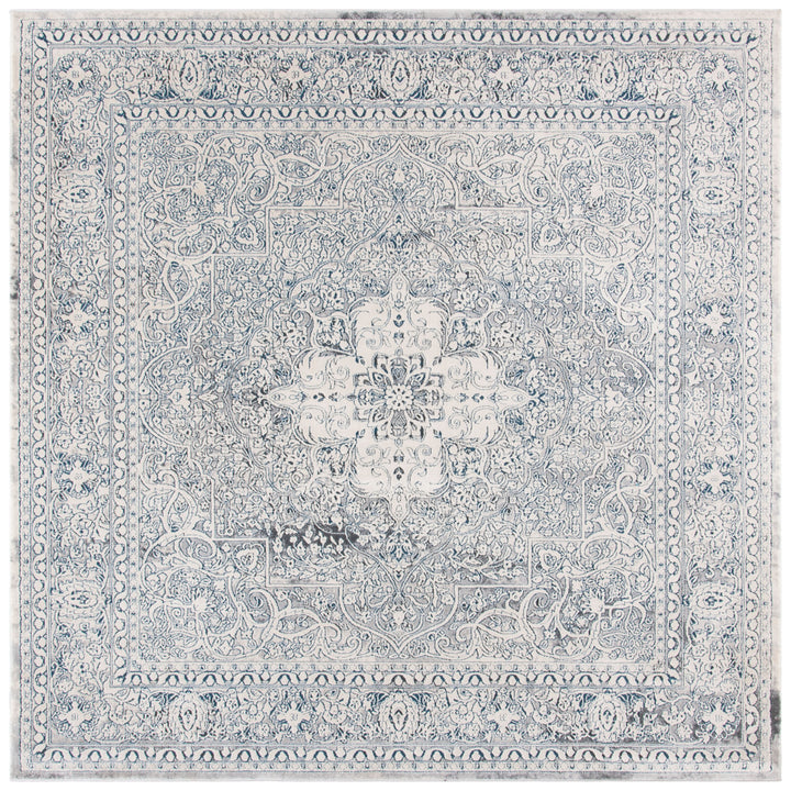 SAFAVIEH Alhambra Collection ALH628M Cream / Blue Rug Image 6