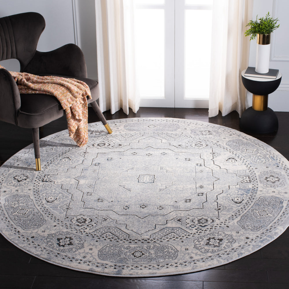 SAFAVIEH Alhambra Collection ALH629K Ivory / Grey Rug Image 2