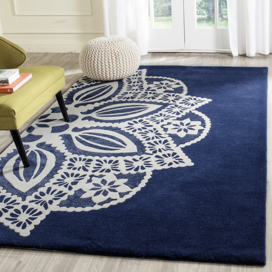 SAFAVIEH Allure ALR122A Handmade Navy / Ivory Rug Image 1