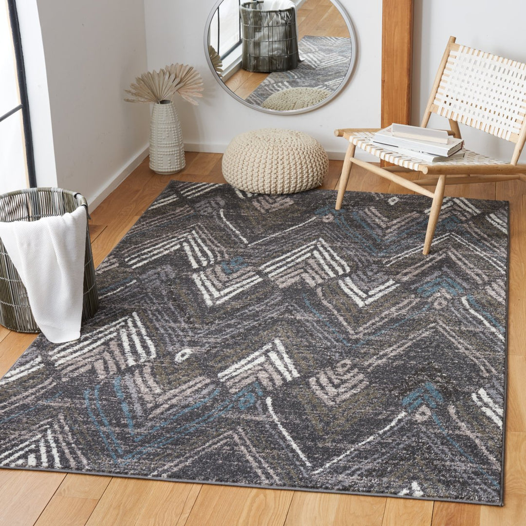 SAFAVIEH Amsterdam Collection AMS110F Dark Grey/Grey Rug Image 1