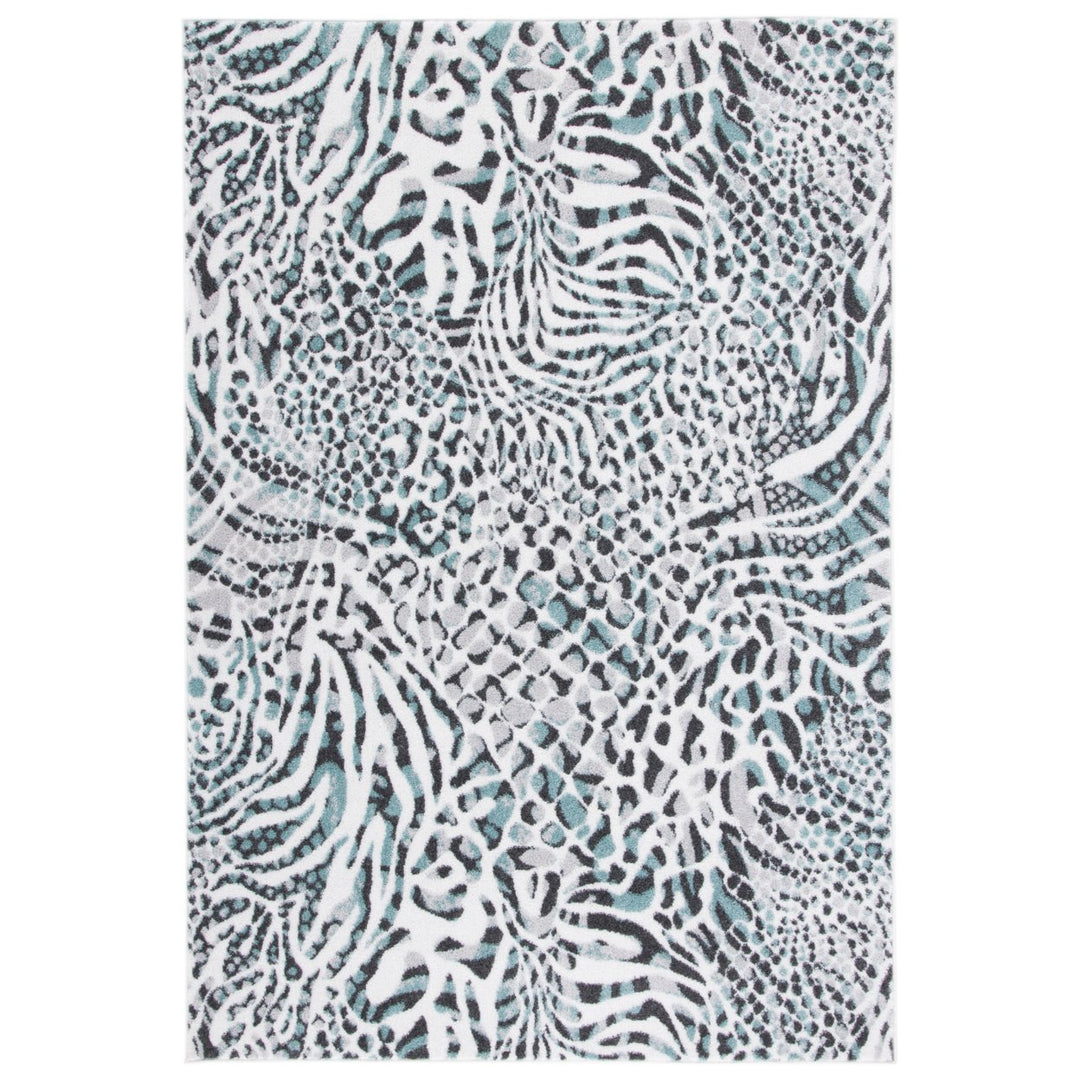 SAFAVIEH Amsterdam Collection AMS187K Ivory / Teal Rug Image 1