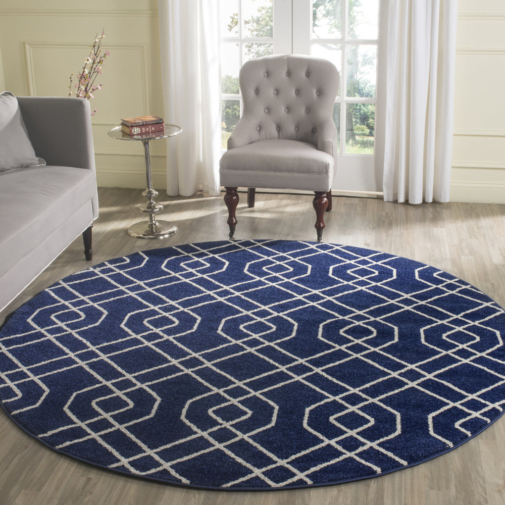 SAFAVIEH Amherst Collection AMT407P Navy / Beige Rug Image 2