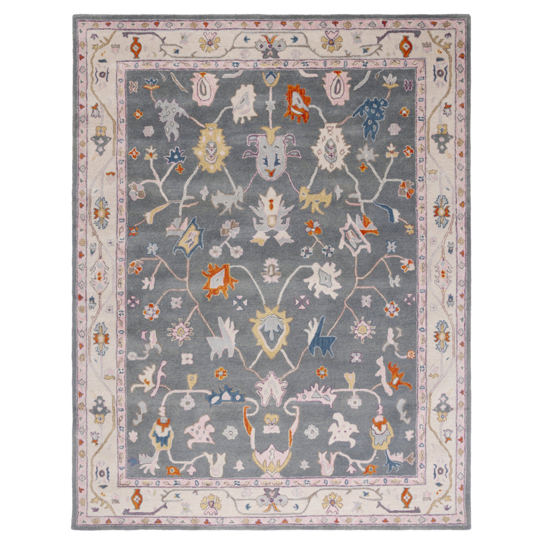 SAFAVIEH Anatolia AN513G Handmade Dark Grey / Ivory Rug Image 11