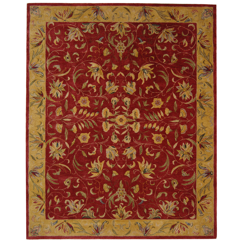 SAFAVIEH Anatolia AN526A Handmade Burgundy / Gold Rug Image 1