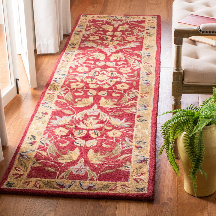 SAFAVIEH Anatolia AN526A Handmade Burgundy / Gold Rug Image 3